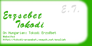 erzsebet tokodi business card